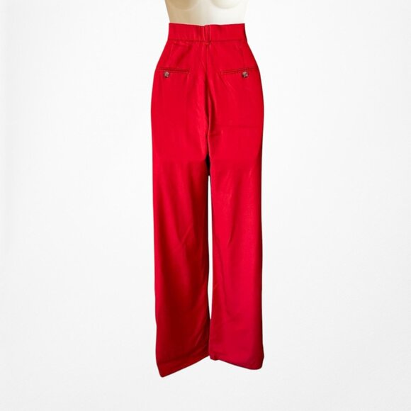 Zara Red High Waisted Straight Wide Leg Dress Pants Trousers Size XS - Picture 6 of 7